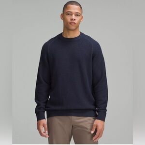 Men's Lululemon Dark Denim Blue long sleeve heavy waffle knit crew neck Sweater